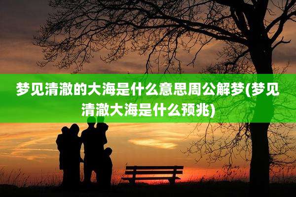 梦见清澈的大海是什么意思周公解梦(梦见清澈大海是什么预兆)