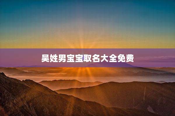 吴姓男宝宝取名大全免费