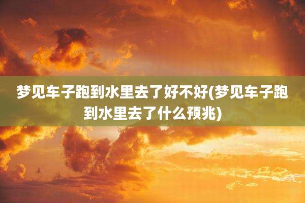 梦见车子跑到水里去了好不好(梦见车子跑到水里去了什么预兆)