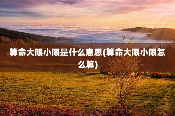 算命大限小限是什么意思(算命大限小限怎么算)
