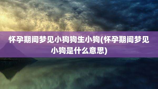 怀孕期间梦见小狗狗生小狗(怀孕期间梦见小狗是什么意思)