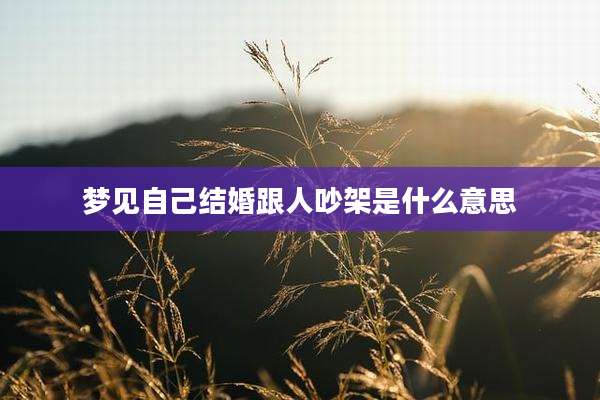 梦见自己结婚跟人吵架是什么意思