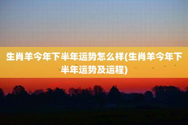 生肖羊今年下半年运势怎么样(生肖羊今年下半年运势及运程)