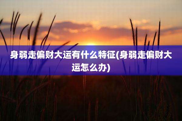 身弱走偏财大运有什么特征(身弱走偏财大运怎么办)