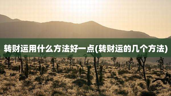 转财运用什么方法好一点(转财运的几个方法)