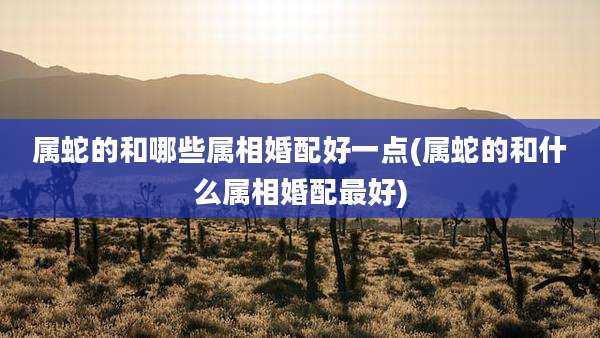属蛇的和哪些属相婚配好一点(属蛇的和什么属相婚配最好)