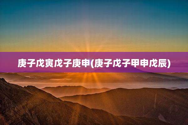 庚子戊寅戊子庚申(庚子戊子甲申戊辰)