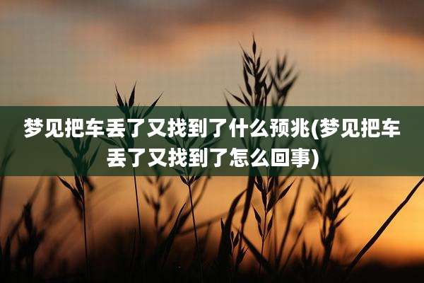 梦见把车丢了又找到了什么预兆(梦见把车丢了又找到了怎么回事)
