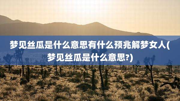 梦见丝瓜是什么意思有什么预兆解梦女人(梦见丝瓜是什么意思?)