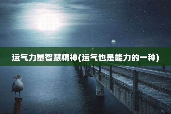 运气力量智慧精神(运气也是能力的一种)