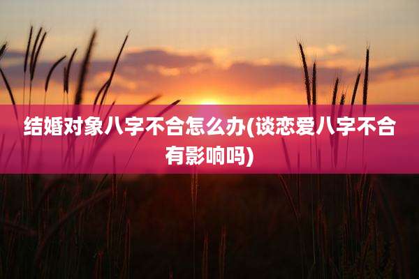 结婚对象八字不合怎么办(谈恋爱八字不合有影响吗)