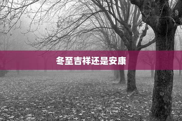 冬至吉祥还是安康