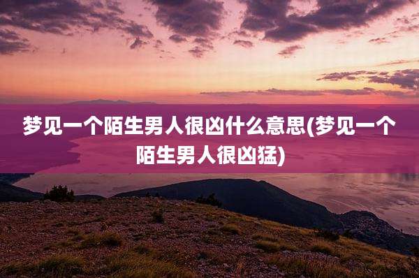 梦见一个陌生男人很凶什么意思(梦见一个陌生男人很凶猛)