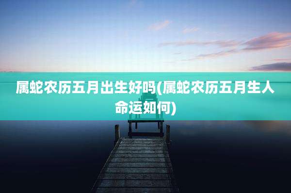 属蛇农历五月出生好吗(属蛇农历五月生人命运如何)