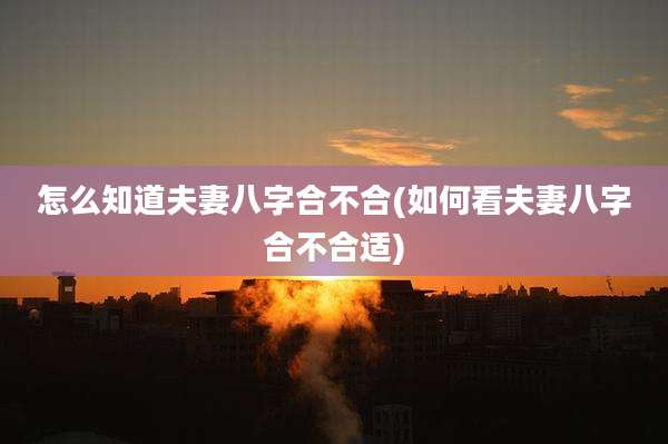 怎么知道夫妻八字合不合(如何看夫妻八字合不合适)
