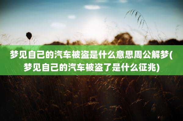 梦见自己的汽车被盗是什么意思周公解梦(梦见自己的汽车被盗了是什么征兆)