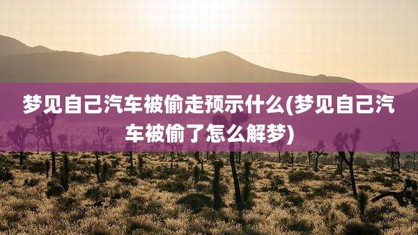 梦见自己汽车被偷走预示什么(梦见自己汽车被偷了怎么解梦)