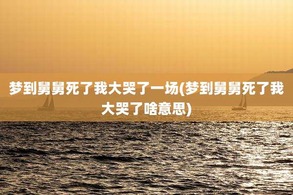 梦到舅舅死了我大哭了一场(梦到舅舅死了我大哭了啥意思)