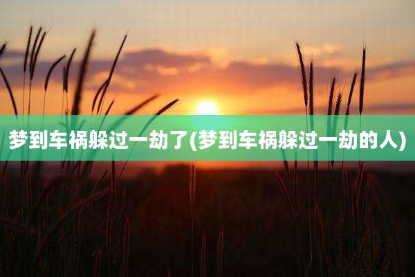 梦到车祸躲过一劫了(梦到车祸躲过一劫的人)