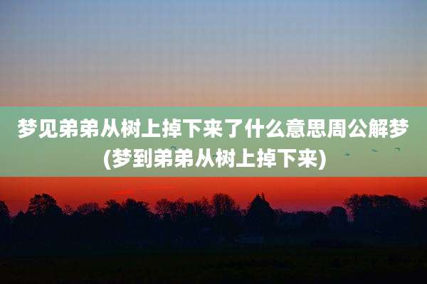 梦见弟弟从树上掉下来了什么意思周公解梦(梦到弟弟从树上掉下来)