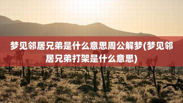 梦见邻居兄弟是什么意思周公解梦(梦见邻居兄弟打架是什么意思)