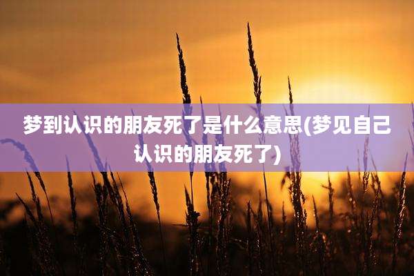 梦到认识的朋友死了是什么意思(梦见自己认识的朋友死了)