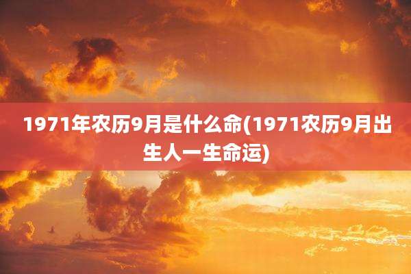 1971年农历9月是什么命(1971农历9月出生人一生命运)