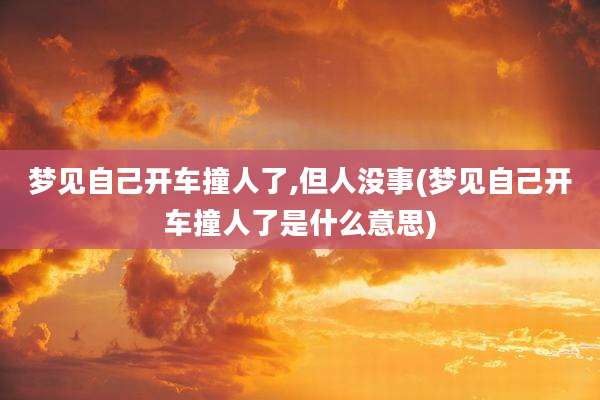 梦见自己开车撞人了,但人没事(梦见自己开车撞人了是什么意思)