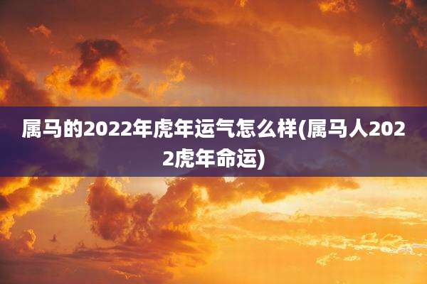 属马的2022年虎年运气怎么样(属马人2022虎年命运)
