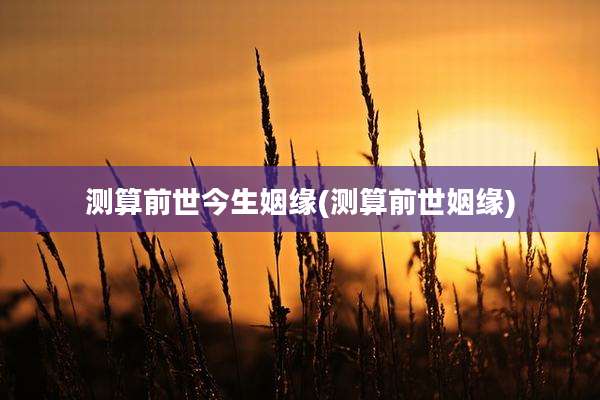 测算前世今生姻缘(测算前世姻缘)