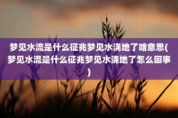 梦见水流是什么征兆梦见水浇地了啥意思(梦见水流是什么征兆梦见水浇地了怎么回事)