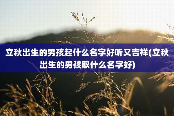 立秋出生的男孩起什么名字好听又吉祥(立秋出生的男孩取什么名字好)