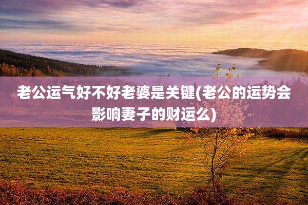 老公运气好不好老婆是关键(老公的运势会影响妻子的财运么)