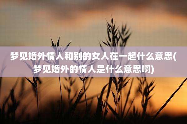 梦见婚外情人和别的女人在一起什么意思(梦见婚外的情人是什么意思啊)