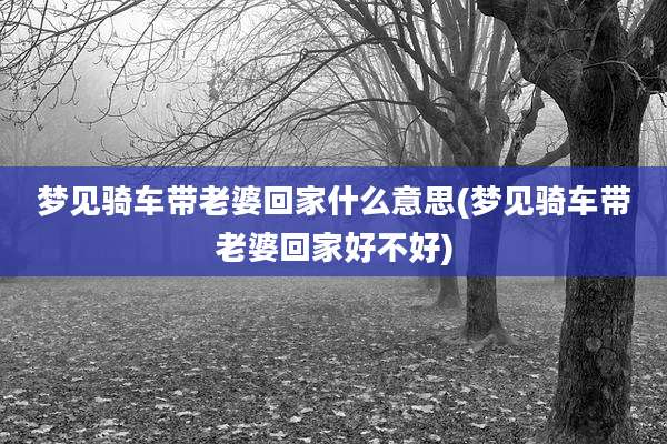 梦见骑车带老婆回家什么意思(梦见骑车带老婆回家好不好)