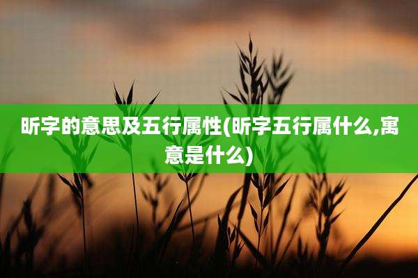 昕字的意思及五行属性(昕字五行属什么,寓意是什么)