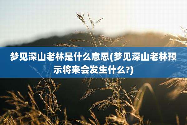 梦见深山老林是什么意思(梦见深山老林预示将来会发生什么?)