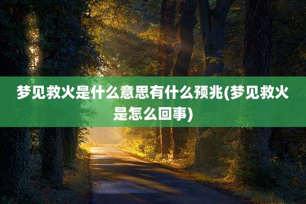 梦见救火是什么意思有什么预兆(梦见救火是怎么回事)