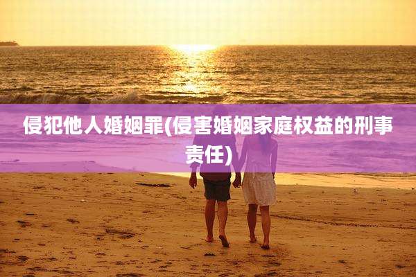 侵犯他人婚姻罪(侵害婚姻家庭权益的刑事责任)