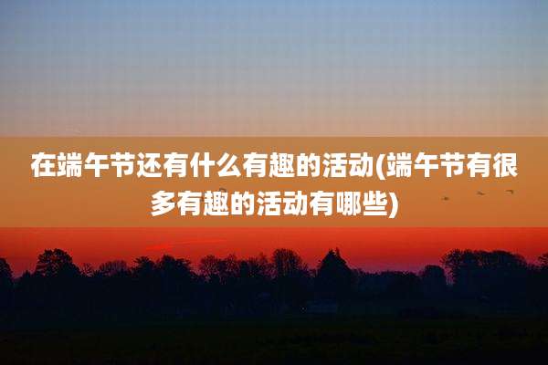 在端午节还有什么有趣的活动(端午节有很多有趣的活动有哪些)