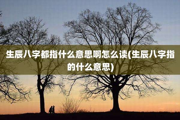 生辰八字都指什么意思啊怎么读(生辰八字指的什么意思)
