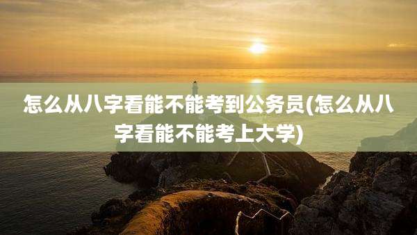 怎么从八字看能不能考到公务员(怎么从八字看能不能考上大学)