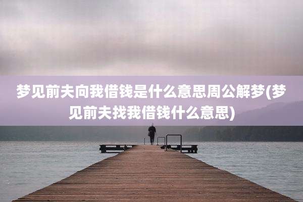 梦见前夫向我借钱是什么意思周公解梦(梦见前夫找我借钱什么意思)