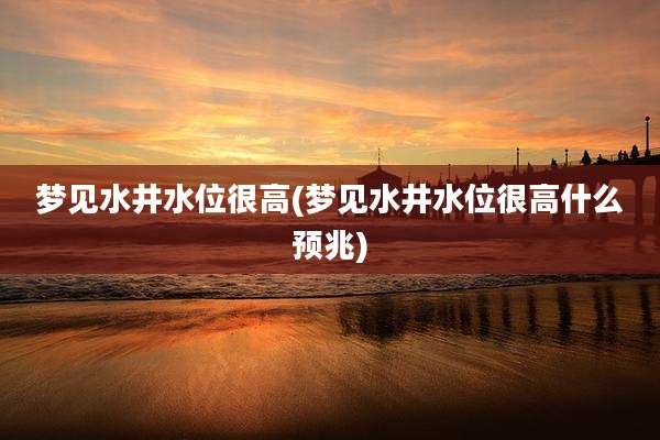 梦见水井水位很高(梦见水井水位很高什么预兆)