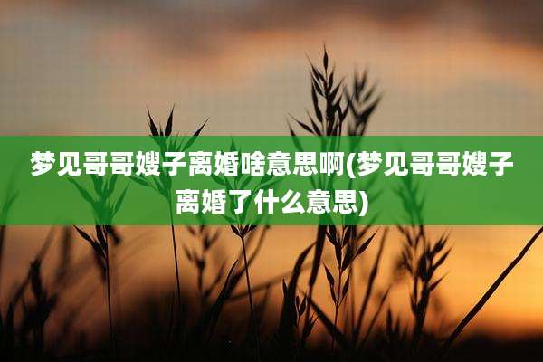 梦见哥哥嫂子离婚啥意思啊(梦见哥哥嫂子离婚了什么意思)