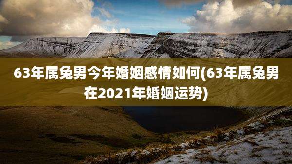 63年属兔男今年婚姻感情如何(63年属兔男在2021年婚姻运势)