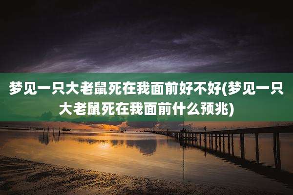 梦见一只大老鼠死在我面前好不好(梦见一只大老鼠死在我面前什么预兆)