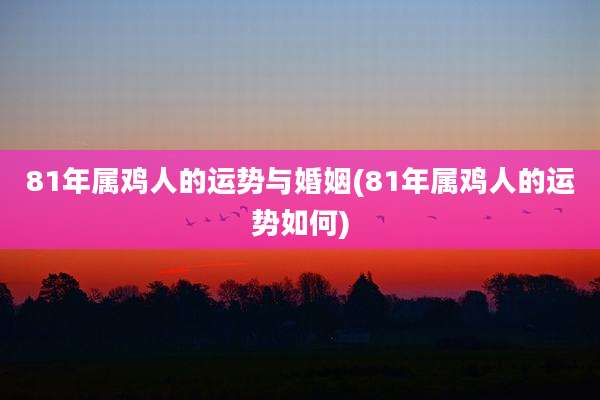 81年属鸡人的运势与婚姻(81年属鸡人的运势如何)