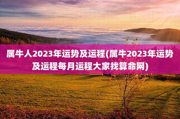 属牛人2023年运势及运程(属牛2023年运势及运程每月运程大家找算命网)