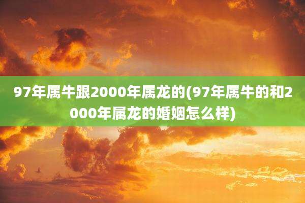 97年属牛跟2000年属龙的(97年属牛的和2000年属龙的婚姻怎么样)